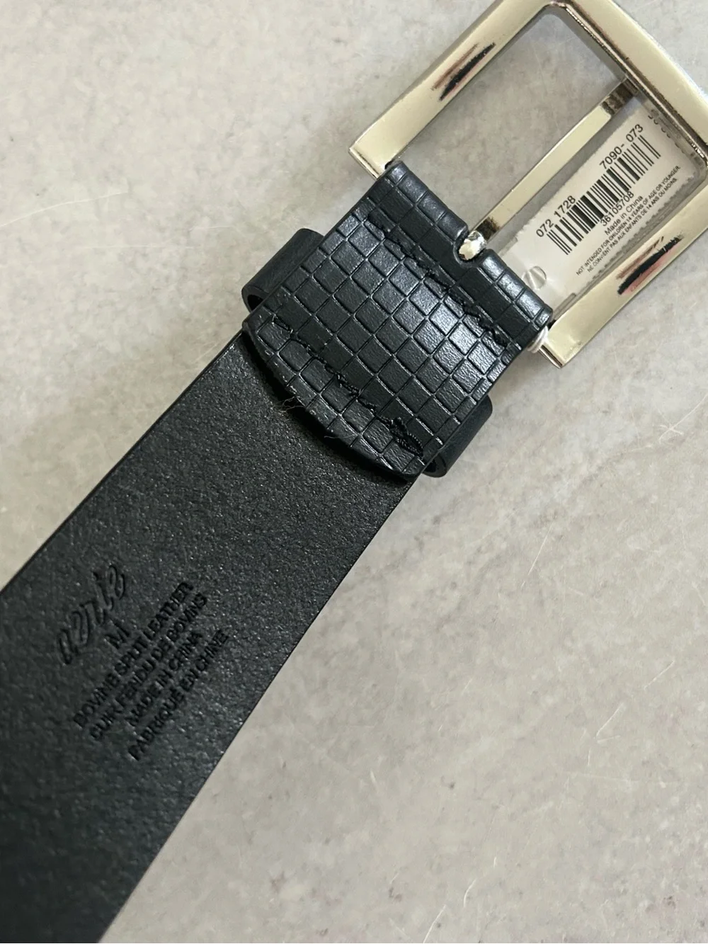Aerie Textured Grid Leather Belt, Black M NWT